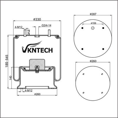 AIR SPRING HENDRICKSON SUSPENSION AM136346  Firestone W01-358-6346 REPLACE BY VKNTECH 1K6346