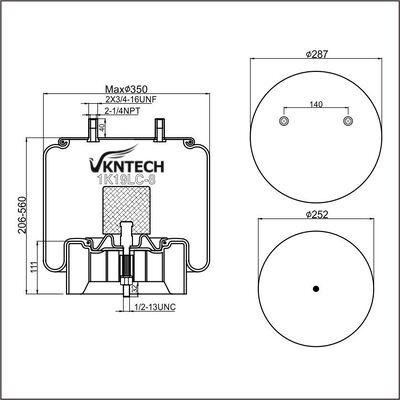 TRAILER AIR SPRING HENDRICKSON S-237484  Contitech 11 10.5B-18 P 743  Firestone W01-358-8093 replaced by VKNTECH 1K8093