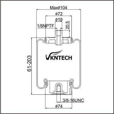 কেবিন এয়ার স্প্রিং NAVISTAR LINK LTD 1102-0026 ((NAV.) Firestone W02-358-7079 VKNTECH 1S7079 দ্বারা প্রতিস্থাপিত